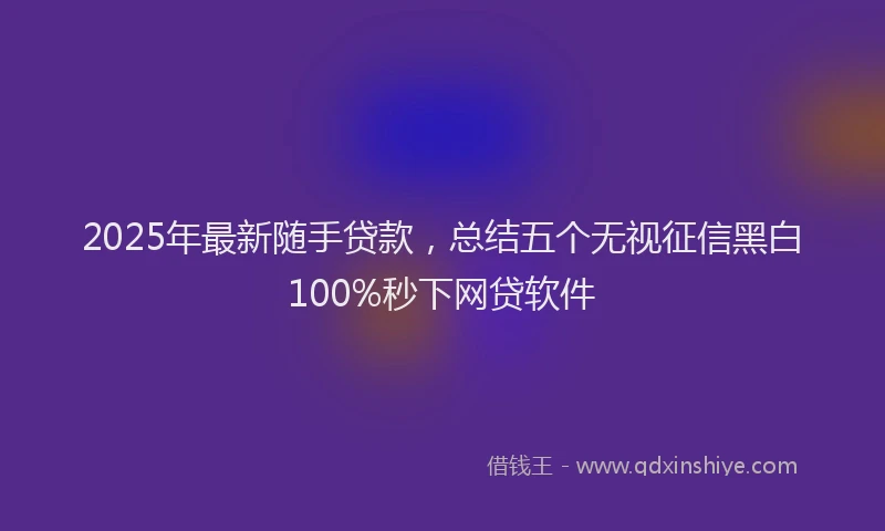 2025年最新随手贷款，总结五个无视征信黑白100%秒下网贷软件