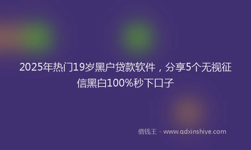 2025年热门19岁黑户贷款软件，分享5个无视征信黑白100%秒下口子