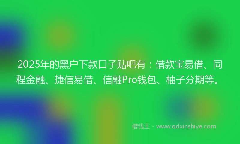 2025年的黑户下款口子贴吧有：借款宝易借、同程金融、捷信易借、信融Pro钱包、柚子分期等。