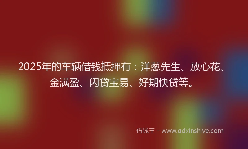 2025年的车辆借钱抵押有：洋葱先生、放心花、金满盈、闪贷宝易、好期快贷等。