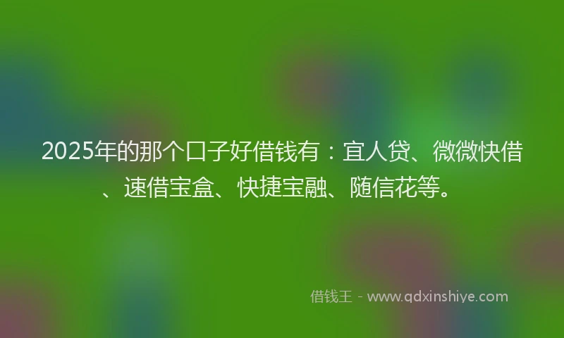 2025年的那个口子好借钱有：宜人贷、微微快借、速借宝盒、快捷宝融、随信花等。