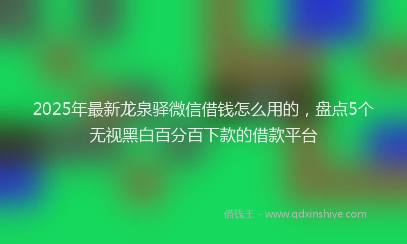 2025年最新龙泉驿微信借钱怎么用的，盘点5个无视黑白百分百下款的借款平台