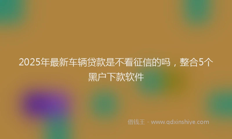 2025年最新车辆贷款是不看征信的吗，整合5个黑户下款软件