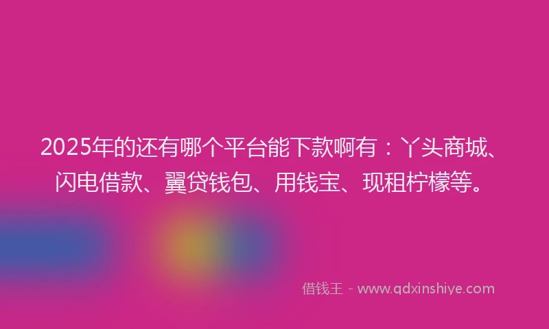 2025年的还有哪个平台能下款啊有：丫头商城、闪电借款、翼贷钱包、用钱宝、现租柠檬等。