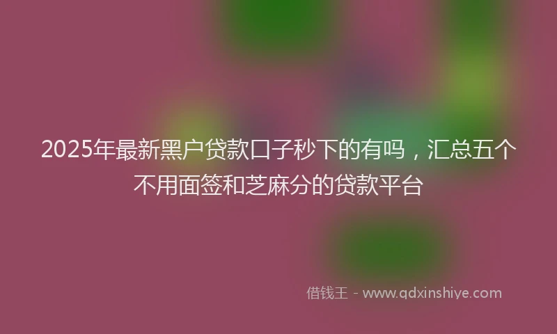 2025年最新黑户贷款口子秒下的有吗，汇总五个不用面签和芝麻分的贷款平台