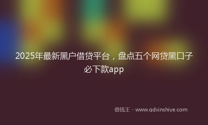 2025年最新黑户借贷平台，盘点五个网贷黑口子必下款app