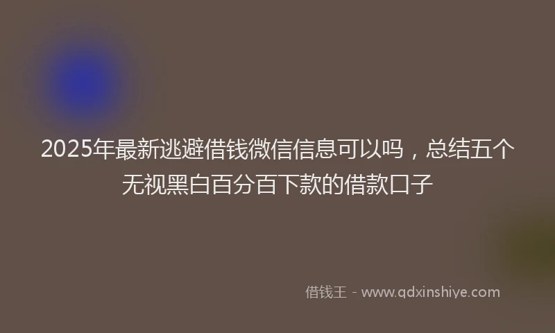 2025年最新逃避借钱微信信息可以吗，总结五个无视黑白百分百下款的借款口子
