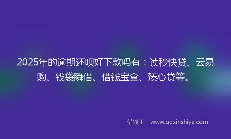 2025年的逾期还呗好下款吗有：读秒快贷、云易购、钱袋瞬借、借钱宝盒、臻心贷等。