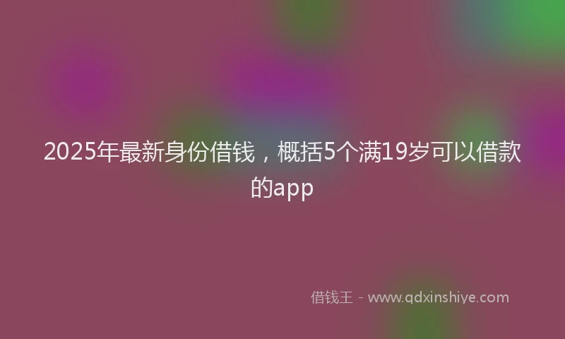 2025年最新身份借钱，概括5个满19岁可以借款的app