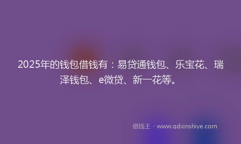 2025年的钱包借钱有：易贷通钱包、乐宝花、瑞泽钱包、e微贷、新一花等。