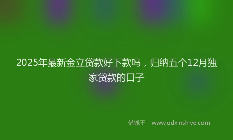 2025年最新金立贷款好下款吗，归纳五个12月独家贷款的口子