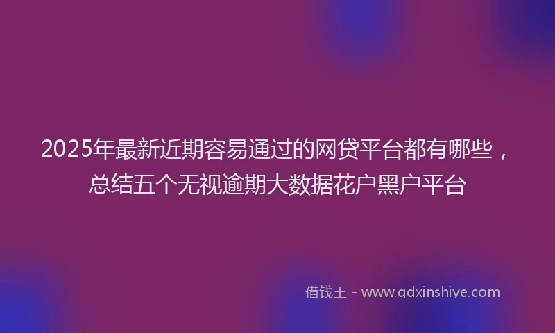 2025年最新近期容易通过的网贷平台都有哪些，总结五个无视逾期大数据花户黑户平台