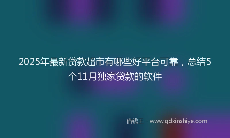2025年最新贷款超市有哪些好平台可靠，总结5个11月独家贷款的软件