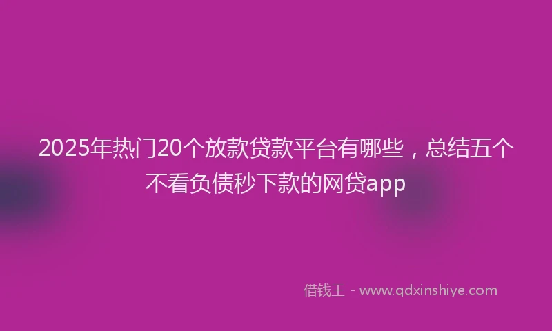 2025年热门20个放款贷款平台有哪些，总结五个不看负债秒下款的网贷app