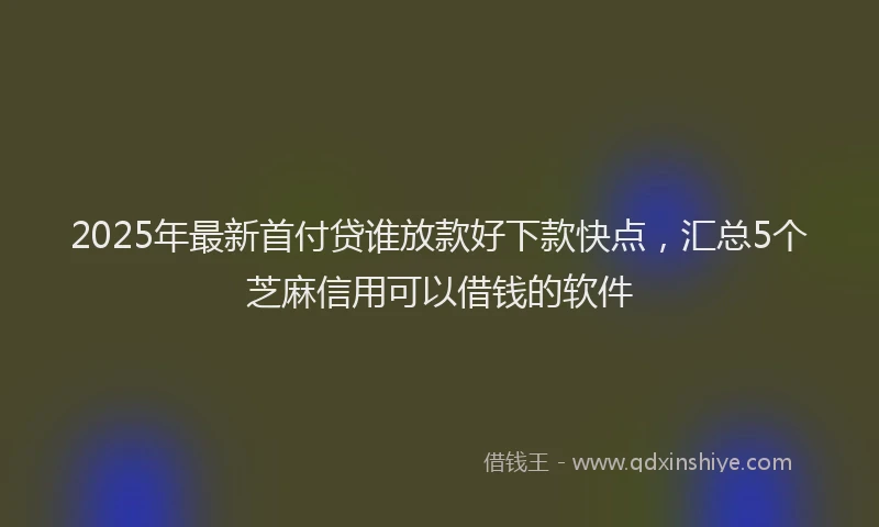 2025年最新首付贷谁放款好下款快点，汇总5个芝麻信用可以借钱的软件