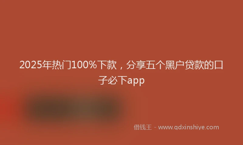 2025年热门100%下款，分享五个黑户贷款的口子必下app