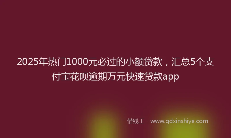2025年热门1000元必过的小额贷款，汇总5个支付宝花呗逾期万元快速贷款app