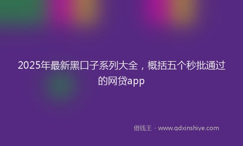 2025年最新黑口子系列大全，概括五个秒批通过的网贷app