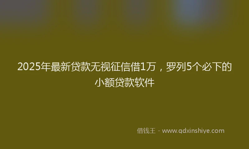 2025年最新贷款无视征信借1万，罗列5个必下的小额贷款软件