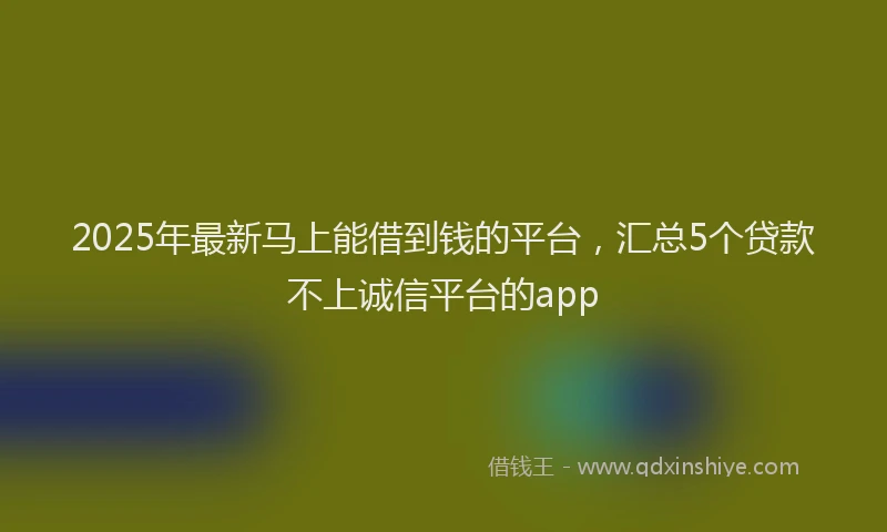 2025年最新马上能借到钱的平台，汇总5个贷款不上诚信平台的app