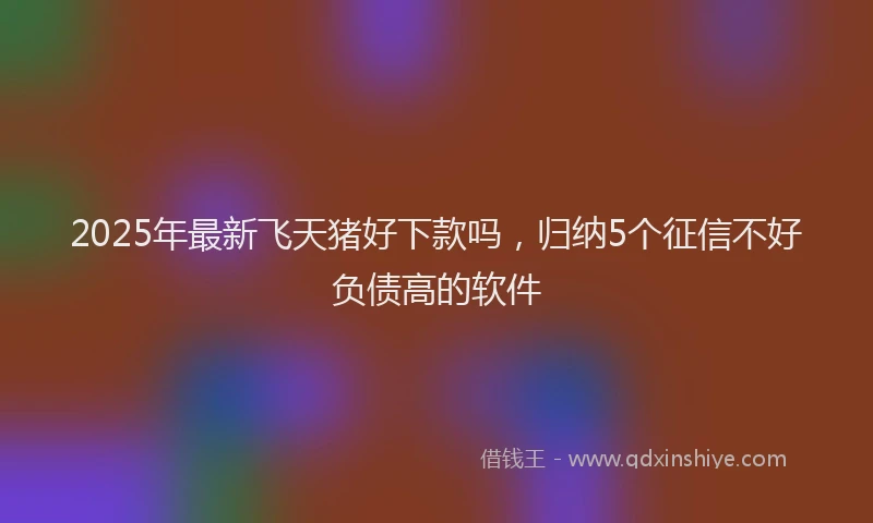 2025年最新飞天猪好下款吗，归纳5个征信不好负债高的软件