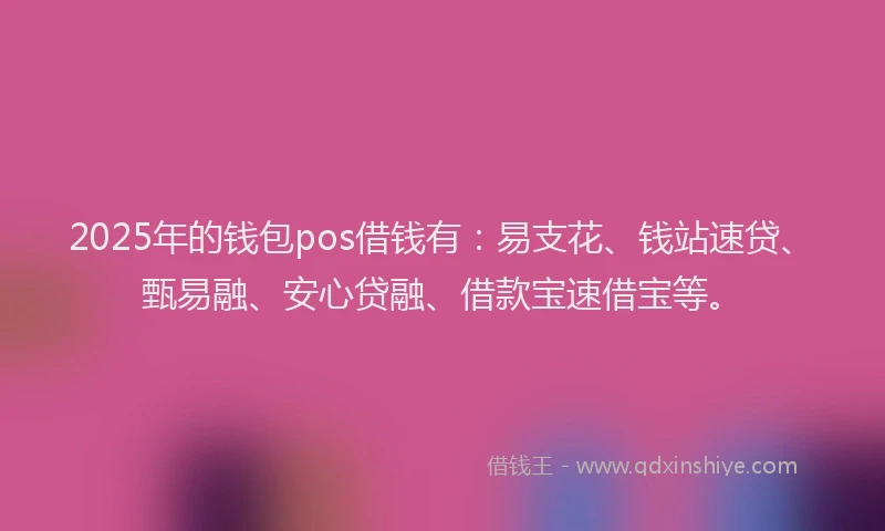 2025年的钱包pos借钱有：易支花、钱站速贷、甄易融、安心贷融、借款宝速借宝等。