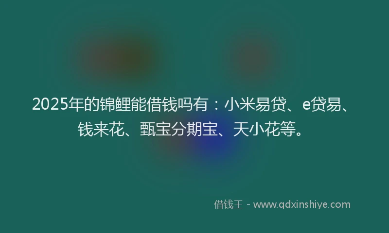 2025年的锦鲤能借钱吗有：小米易贷、e贷易、钱来花、甄宝分期宝、天小花等。