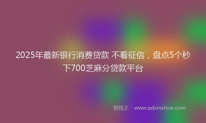 2025年最新银行消费贷款 不看征信，盘点5个秒下700芝麻分贷款平台