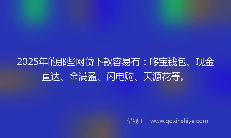 2025年的那些网贷下款容易有：哆宝钱包、现金直达、金满盈、闪电购、天源花等。