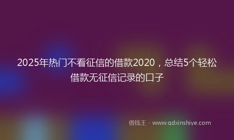 2025年热门不看征信的借款2020，总结5个轻松借款无征信记录的口子