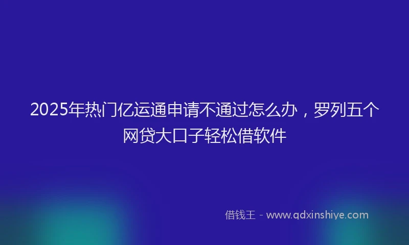 2025年热门亿运通申请不通过怎么办，罗列五个网贷大口子轻松借软件