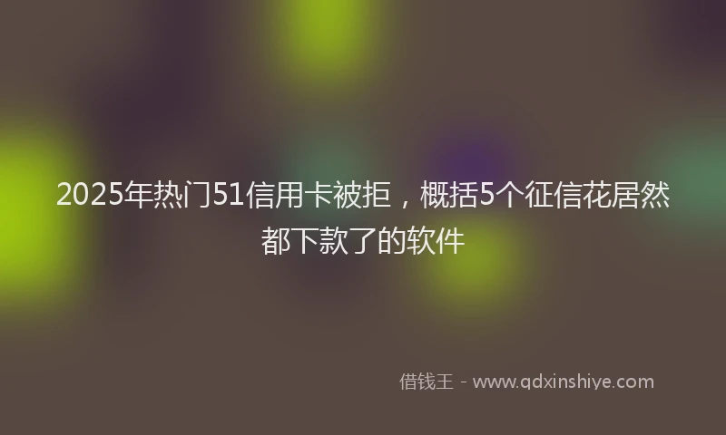 2025年热门51信用卡被拒，概括5个征信花居然都下款了的软件
