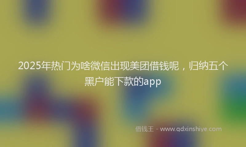 2025年热门为啥微信出现美团借钱呢，归纳五个黑户能下款的app