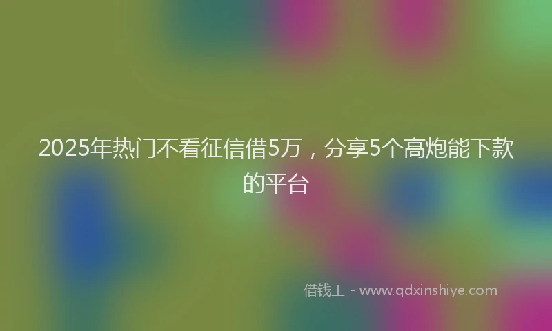 2025年热门不看征信借5万，分享5个高炮能下款的平台