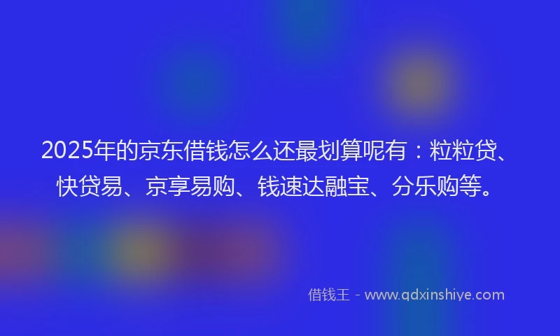 2025年的京东借钱怎么还最划算呢有：粒粒贷、快贷易、京享易购、钱速达融宝、分乐购等。