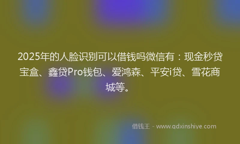 2025年的人脸识别可以借钱吗微信有：现金秒贷宝盒、鑫贷Pro钱包、爱鸿森、平安i贷、雪花商城等。