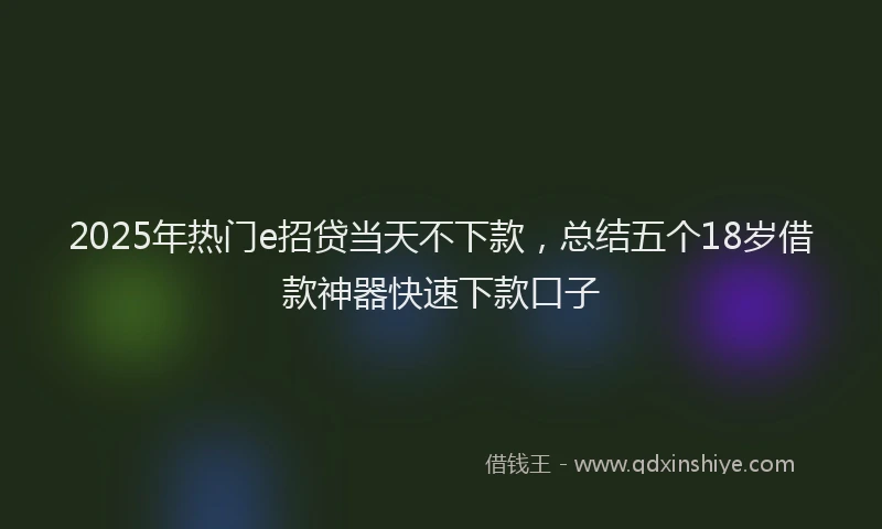 2025年热门e招贷当天不下款，总结五个18岁借款神器快速下款口子