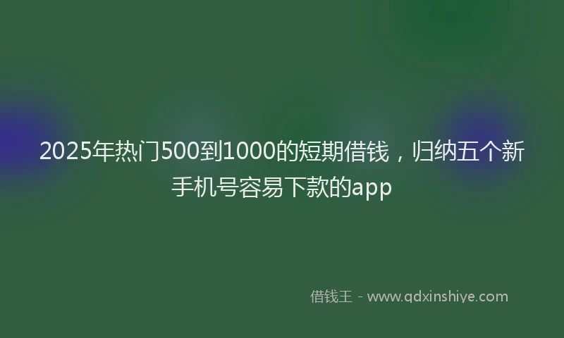 2025年热门500到1000的短期借钱，归纳五个新手机号容易下款的app