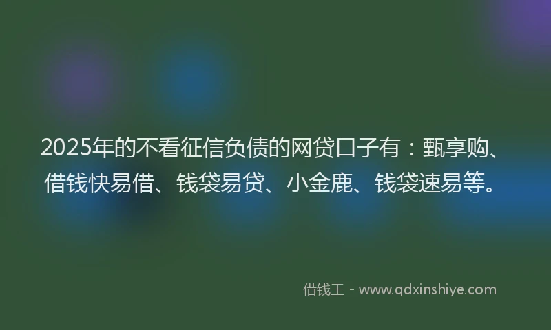2025年的不看征信负债的网贷口子有：甄享购、借钱快易借、钱袋易贷、小金鹿、钱袋速易等。