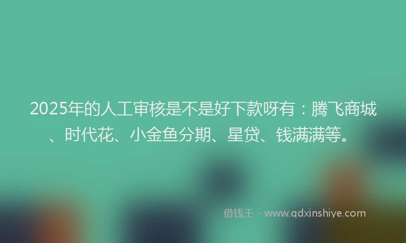 2025年的人工审核是不是好下款呀有：腾飞商城、时代花、小金鱼分期、星贷、钱满满等。