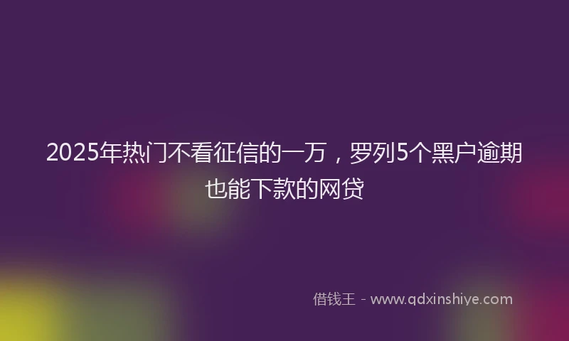 2025年热门不看征信的一万，罗列5个黑户逾期也能下款的网贷