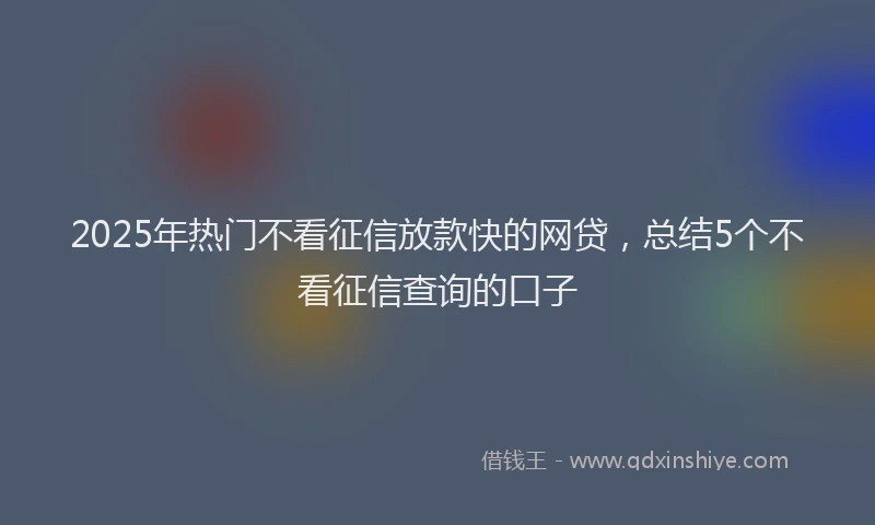 2025年热门不看征信放款快的网贷，总结5个不看征信查询的口子