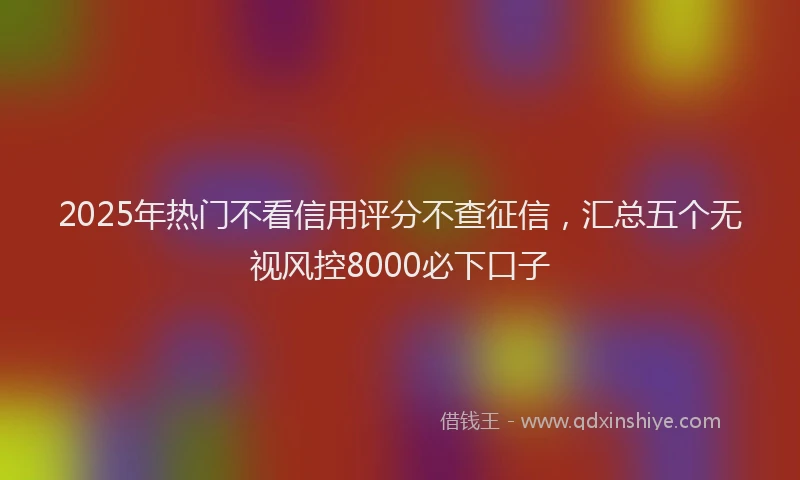 2025年热门不看信用评分不查征信，汇总五个无视风控8000必下口子