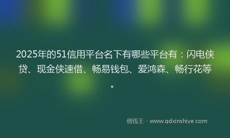 2025年的51信用平台名下有哪些平台有：闪电侠贷、现金侠速借、畅易钱包、爱鸿森、畅行花等。