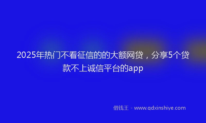 2025年热门不看征信的的大额网贷，分享5个贷款不上诚信平台的app