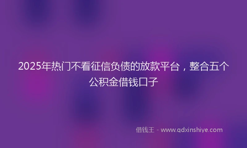 2025年热门不看征信负债的放款平台，整合五个公积金借钱口子