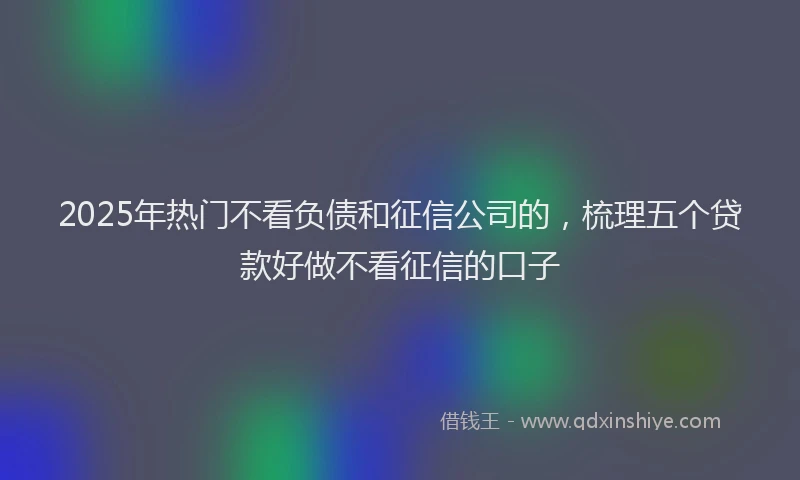 2025年热门不看负债和征信公司的，梳理五个贷款好做不看征信的口子