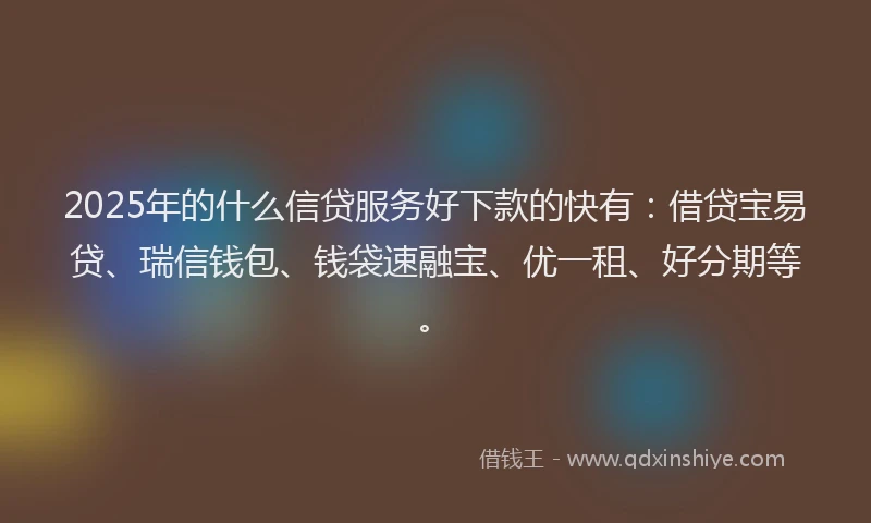 2025年的什么信贷服务好下款的快有：借贷宝易贷、瑞信钱包、钱袋速融宝、优一租、好分期等。