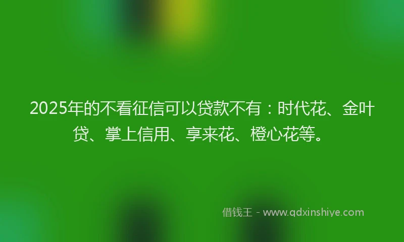 2025年的不看征信可以贷款不有：时代花、金叶贷、掌上信用、享来花、橙心花等。