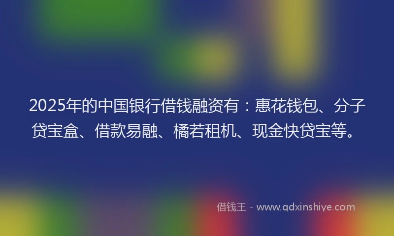 2025年的中国银行借钱融资有：惠花钱包、分子贷宝盒、借款易融、橘若租机、现金快贷宝等。